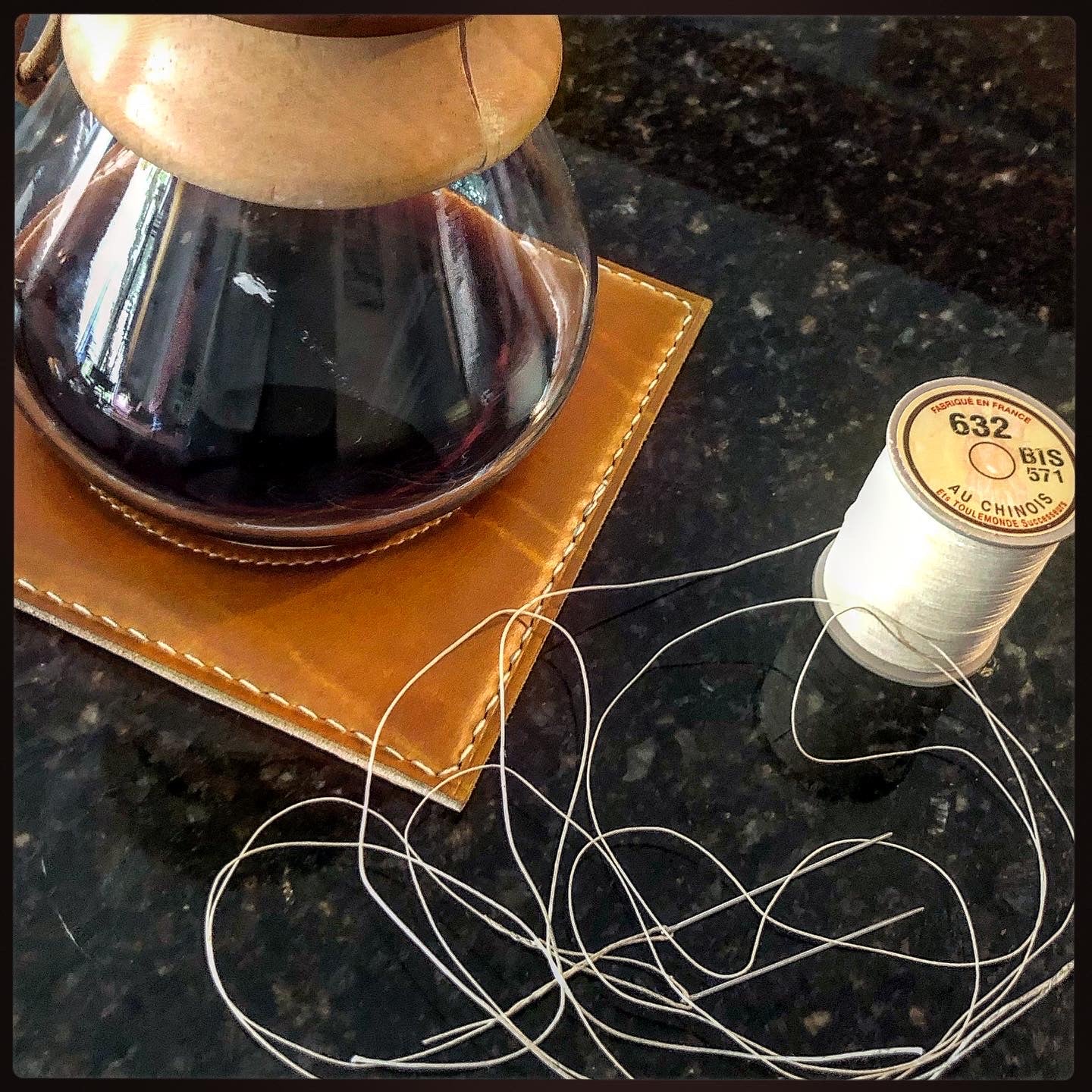 Horween Leather Coffee Pot Coaster